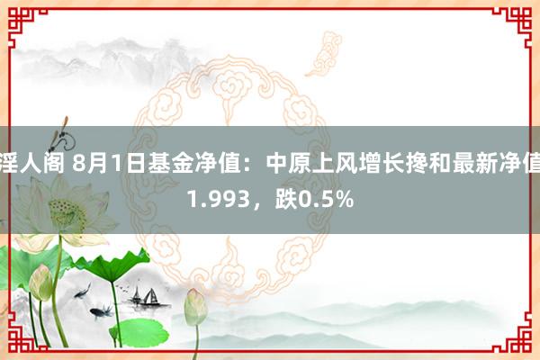 淫人阁 8月1日基金净值：中原上风增长搀和最新净值1.993，跌0.5%