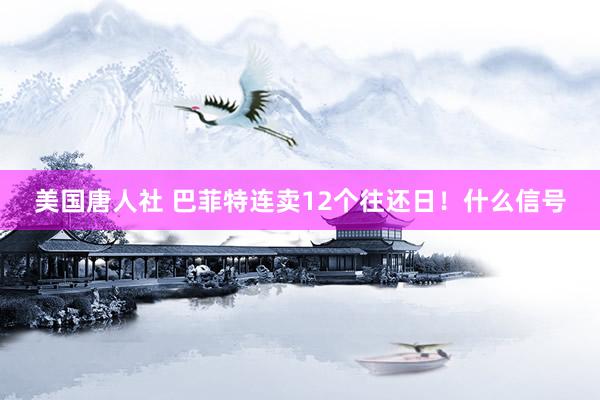 美国唐人社 巴菲特连卖12个往还日！什么信号