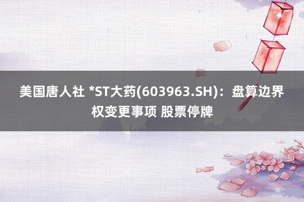 美国唐人社 *ST大药(603963.SH)：盘算边界权变更事项 股票停牌