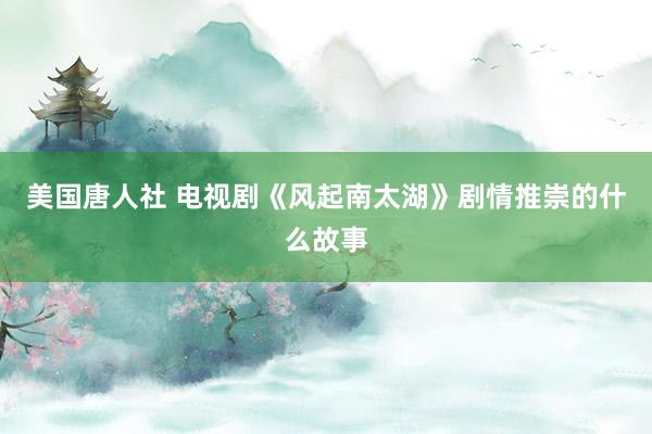 美国唐人社 电视剧《风起南太湖》剧情推崇的什么故事