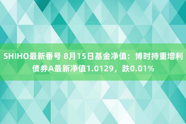 SHIHO最新番号 8月15日基金净值：博时持重增利债券A最新净值1.0129，跌0.01%