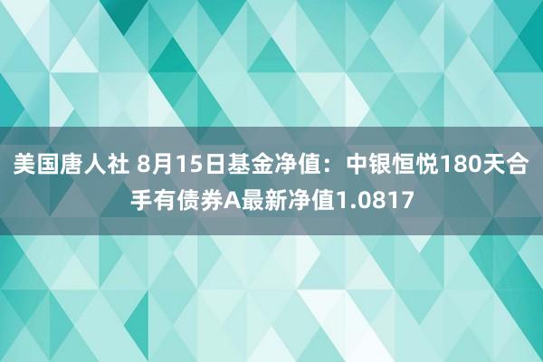 美国唐人社 8月15日基金净值：中银恒悦180天合手有债券A最新净值1.0817